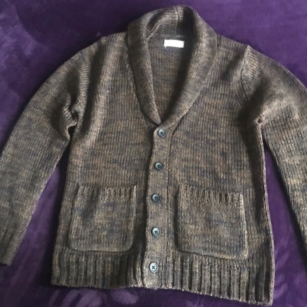 Peek Boys Brown Shawl Collar Button-Up Sweater NWOT Size L